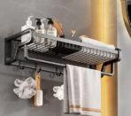 HOME USE κρεμάστρα με ράφι HUH-0164 , μεταλλική 57x22x13cm, μαύρη - Image 2