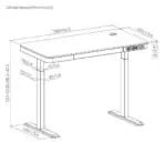 BRATECK ηλεκτρικό γραφείο S08-22DSWW με συρτάρι, 118x60x72~120cm, μαύρο - Image 3