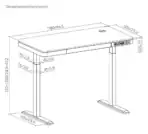 BRATECK ηλεκτρικό γραφείο S08-22DSWW με συρτάρι, 118x60x72~120cm, λευκό - Image 3