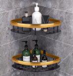 HOME USE γωνιακό ράφι τοίχου HUH-0157, μεταλλικό, 28x5.5x21cm, χρυσό - Image 2