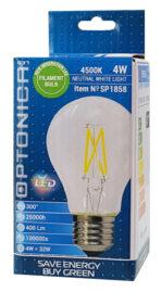 OPTONICA LED λάμπα A60 Filament 1858, 4W, 4500K, E27, 400lm - Image 2