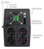 POWERTECH UPS Line Interactive PT-1800LCD με οθόνη, 1800VA, 1080W, 4x Schuko, 2x RJ45/RJ11, USB Type B - Image 2