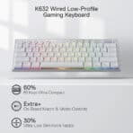 Gaming πληκτρολόγιο - Redragon HORUS MINI K632W-RGB PRO (White) - Image 2