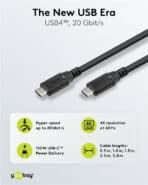 GOOBAY καλώδιο USB-C 74196, USB4, 100W, 20Gbps, 4K/60Hz, 1.5m, μαύρο - Image 2