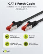 GOOBAY καλώδιο δικτύου 92459, CAT 6 S/FTP, copper, 250MHz, 0.15m, μαύρο - Image 2