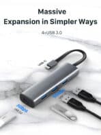 CABLETIME USB hub CT-HUBP4, 4x θυρών, 5Gbps, USB-C σύνδεση, γκρι - Image 2