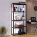 HOME USE μεταλλική ραφιέρα HUH-0200 με 4 ράφια, 75x30x150cm, μαύρη - Image 2