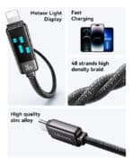 USAMS καλώδιο Lightning σε USB-C SJ743, 30W, 480Mbps, 1.2m, μαύρο - Image 2