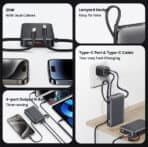USAMS power bank CD228 με 2x καλώδια, 2x θύρες εξόδου, 10000mAh, 20W, γκρι - Image 2