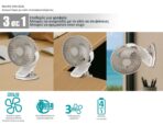 BRUNO BRN-0230 Ανεμιστήρας με κλίπ επαναφορτιζόμενος, λευκός-γκρί - Image 2