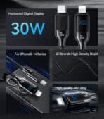 USAMS καλώδιο Lightning σε USB-C SJ741, 30W, 480Mbps, 1.2m, μαύρο - Image 2