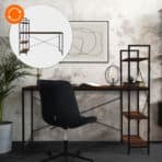 HOME USE γραφείο HUH-0249 με ραφιέρα, 120x60x122cm, καφέ/μαύρο - Image 2