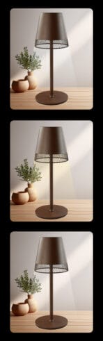 POWERTECH LED επιτραπέζιο φωτιστικό HLL-0191, ρυθμιζόμενο, επαναφορτιζόμενο, καφέ - Image 2