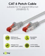 GOOBAY καλώδιο δικτύου 50888, CAT 6 S/FTP, copper, 250MHz, 3m, γκρι - Image 2