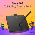 XP-PEN ταμπλέτα σχεδίασης με γραφίδα Deco 640, 160x90mm, μαύρο - Image 2