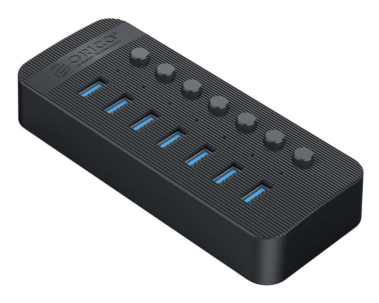 CT2U3-7AB-EU-BK-BP ORICO USB hub CT2U3-7AB με διακόπτες, 7x θυρών, USB 3.0, 5Gbps, USB σύνδεση, μαύρο - Image 1