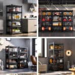 HOME USE μεταλλική ραφιέρα HUH-0261 με 5 ράφια, 90x40x183cm, burned wood - Image 2