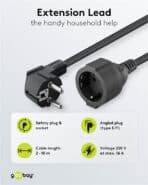 GOOBAY μπαλαντέζα προέκταση ρεύματος 93095, schuko, 3x 1.5mm², 10m, μαύρη - Image 2