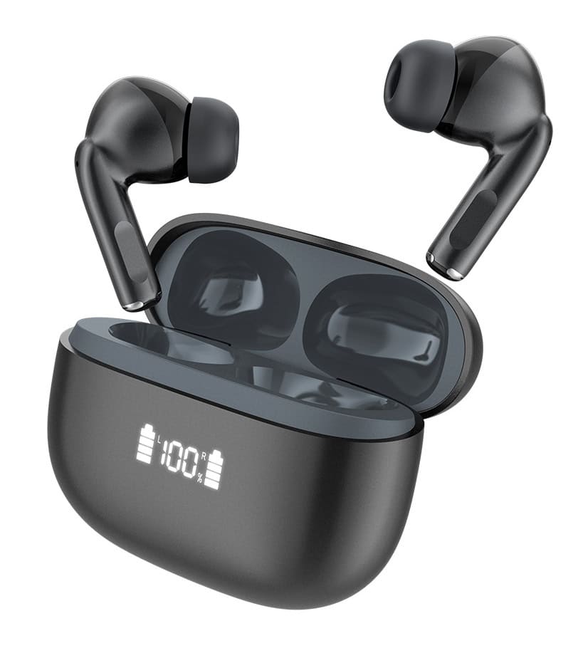 W72-BK CELEBRAT earphones με θήκη φόρτισης W72, True Wireless, 10mm, 33/380mAh, ANC & ENC, μαύρα - Image 1