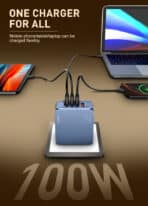 LDNIO φορτιστής τοίχου Q8 με καλώδιο USB-C, USB/Lightning/3x USB-C, GaN, 100W, μπλε - Image 2