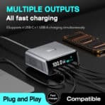 POWERTECH σταθμός φόρτισης PT-1622, USB & 4x USB-C, GaN, 100W, ασημί - Image 2