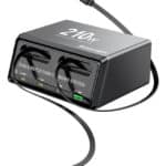 POWERTECH σταθμός φόρτισης PT-1623, USB/3x USB-C/2x USB-C καλώδια, GaN, 210W, μαύρος