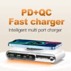 POWERTECH σταθμός φόρτισης PT-1624, 2x USB/2x USB-C/wireless, 72W, λευκός - Image 2