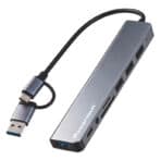 POWERTECH USB hub PTR-0205 με card reader, 8 θυρών, USB & USB-C σύνδεση, γκρι