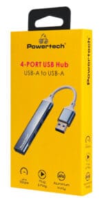 POWERTECH USB hub PTR-0207, 4x θυρών, USB 3.0, 5Gbps, USB σύνδεση, γκρι - Image 2