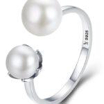 BAMOER δαχτυλίδι με λευκές πέρλες