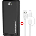 POWERTECH power bank με οθόνη & καλώδιο USB σε Micro/Lightning BNDL-0197, 10000mAh