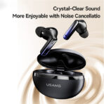 USAMS earphones με θήκη φόρτισης E02, TWS, ANC & ENC, Φ10mm, 35/300mAh, μαύρα - Image 2