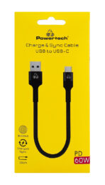 POWERTECH καλώδιο USB-C σε USB PTR-0166, 60W, 480Mbps, 25cm, μαύρο - Image 2