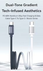 USAMS καλώδιο USB-C SJ756, 60W, 480Mbps, 1.2m, μαύρο/λευκό - Image 2