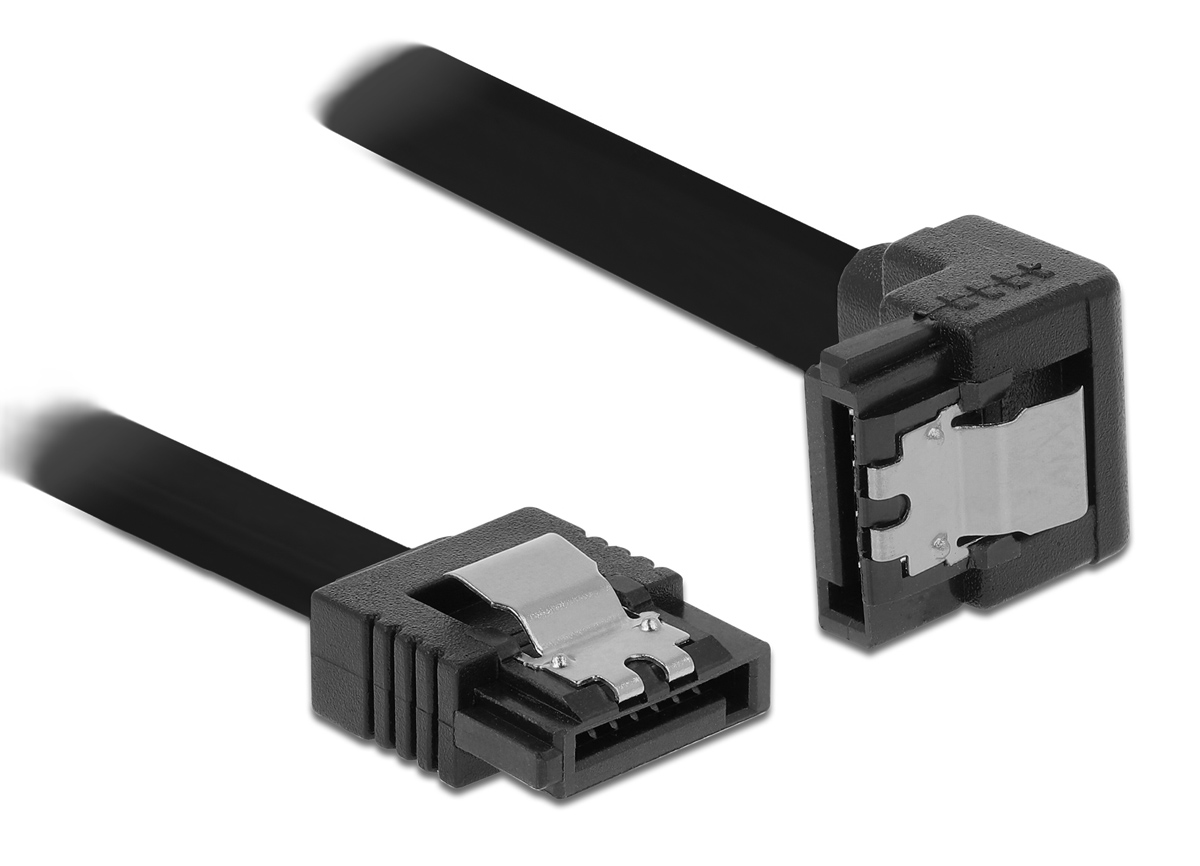 CAB-W050 POWERTECH καλώδιο SATA III CAB-W050, γωνιακό, 6 Gb/s, 0.50m, μαύρο - Image 1