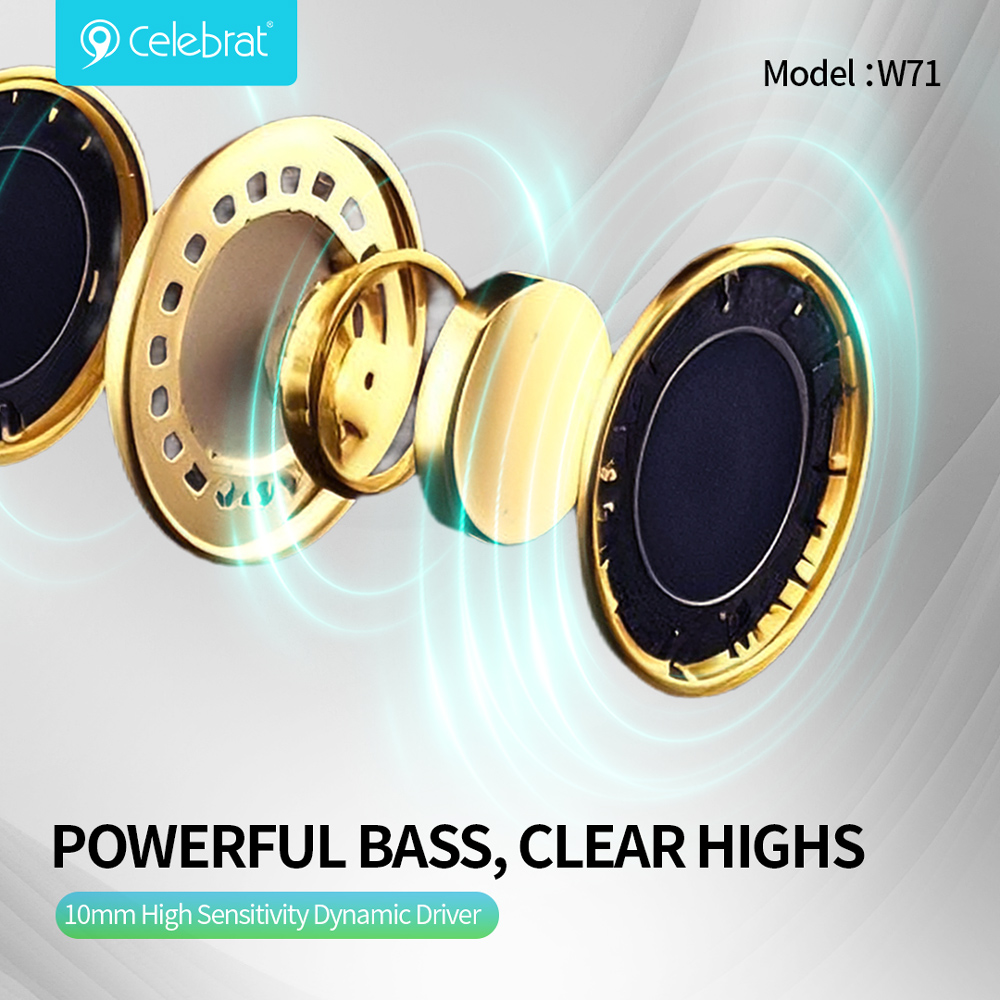 W71-WH-1 CELEBRAT earphones με θήκη φόρτισης W71, True Wireless, 10mm, 30/200mAh, λευκά - Image 2