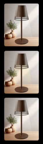 POWERTECH LED επιτραπέζιο φωτιστικό HLL-0191, ρυθμιζόμενο, επαναφορτιζόμενο, καφέ - Image 2