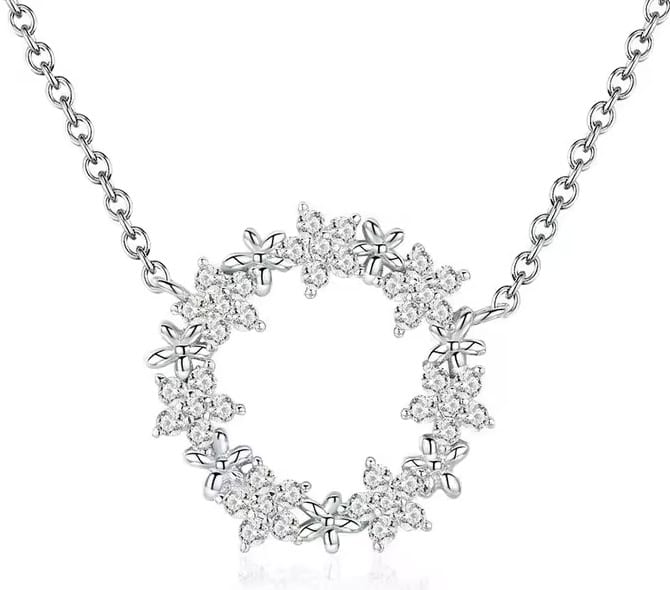 BSN028 BAMOER κολιέ BSN028 με κυβική ζιρκόνια, ασήμι 925, ασημί - Image 1