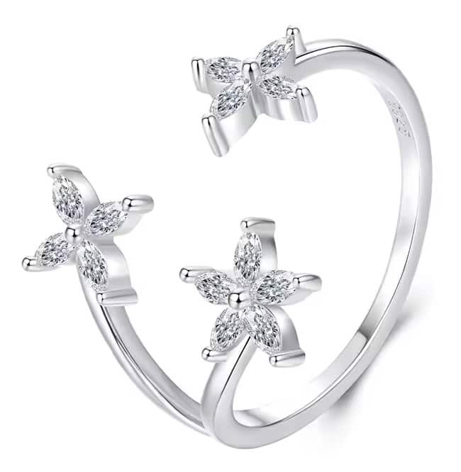 BSR710-E BAMOER δαχτυλίδι BSR710-E με κυβική ζιρκόνια, ανοιγόμενο, ασήμι 925, ασημί - Image 1