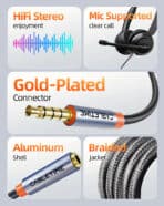 CABLETIME καλώδιο προέκτασης ήχου 3.5mm CT-AE35M, gold plated, 3m, μαύρο - Image 2