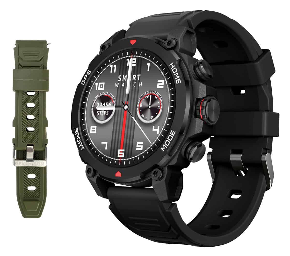 IT-070 INTIME smartwatch G6 με 2x λουράκια, heart rate, 1.43" AMOLED, GPS, 5ATM, μαύρο - Image 1