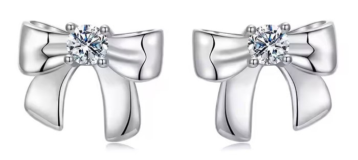 MSE085 BAMOER σκουλαρίκια καρφωτά MSE085 με μοϊσσανίτη, ασήμι 925, ασήμι - Image 1