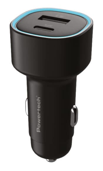 POWERTECH φορτιστής αυτοκινήτου PT-1539, USB & USB-C, 85W, μαύρος