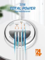 LDNIO σταθμός φόρτισης AW003, USB-C/3x USB/wireless, 32W, PD/QC, λευκός - Image 2