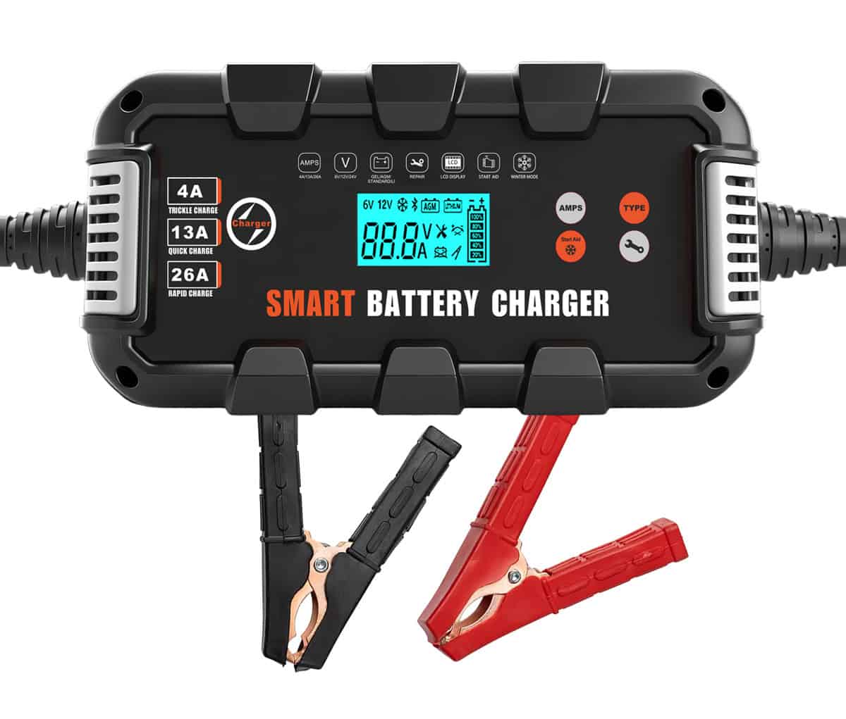 F26000M BYGD φορτιστής & συντηρητής μπαταρίας αυτοκινήτου F26000M με οθόνη, 6V/8-24A 12V/4-26A 24V/2-13A - Image 1