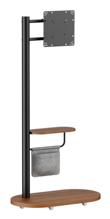 BRATECK βάση τηλεόρασης δαπέδου FS54-22T-02W, 17-43", έως 15kg, με ράφι & ροδάκια, μαύρη