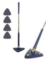 HOME USE τριγωνική σφουγγαρίστρα HUH-0257 με 4x πανιά μικροϊνών, προσαρμόσιμο ύψος, μπλε