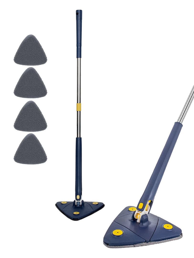 HUH-0257 HOME USE τριγωνική σφουγγαρίστρα HUH-0257 με 4x πανιά μικροϊνών, προσαρμόσιμο ύψος, μπλε - Image 1