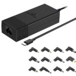 POWERTECH φορτιστής laptop PT-1256 με 12 βύσματα, USB-C PD, 90W, μαύρος