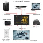 POWERTECH HDMI amplifier switch PTH-052 με τηλεχειριστήριο, 5 σε 1, 4K - Image 2